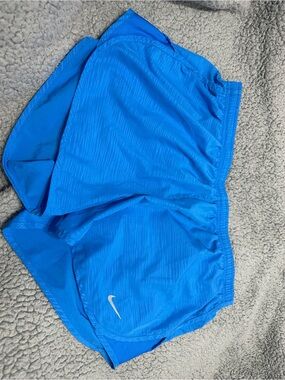 Nike Bright Blue Athletic Shorts with White Swoosh